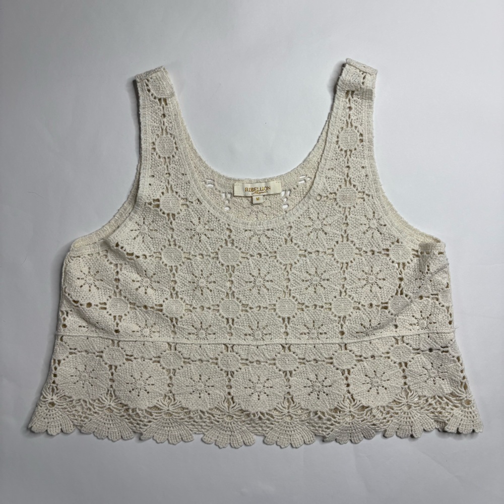 Rebellion  Cream Crochet Tank Top